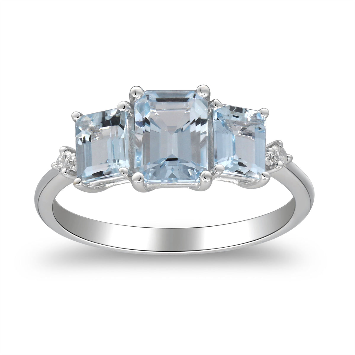 Aquamarine and Diamond Accent Ring in 10K White Gold