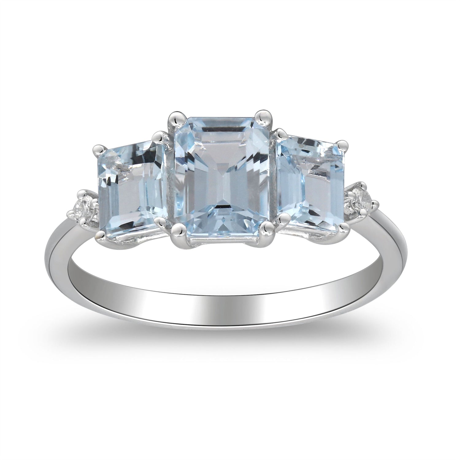 Aquamarine and Diamond Accent Ring in 10K White Gold