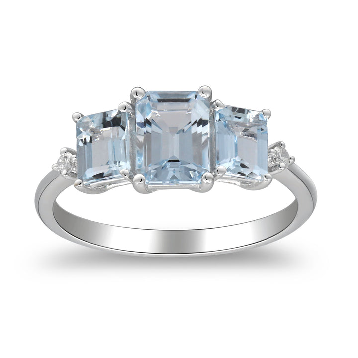 Aquamarine and Diamond Accent Ring in 10K White Gold