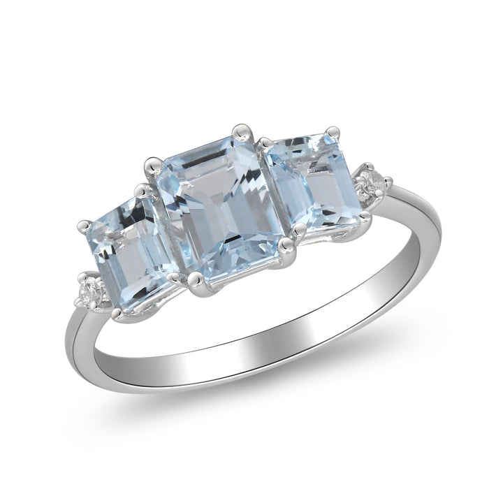 Aquamarine and Diamond Accent Ring in 10K White Gold