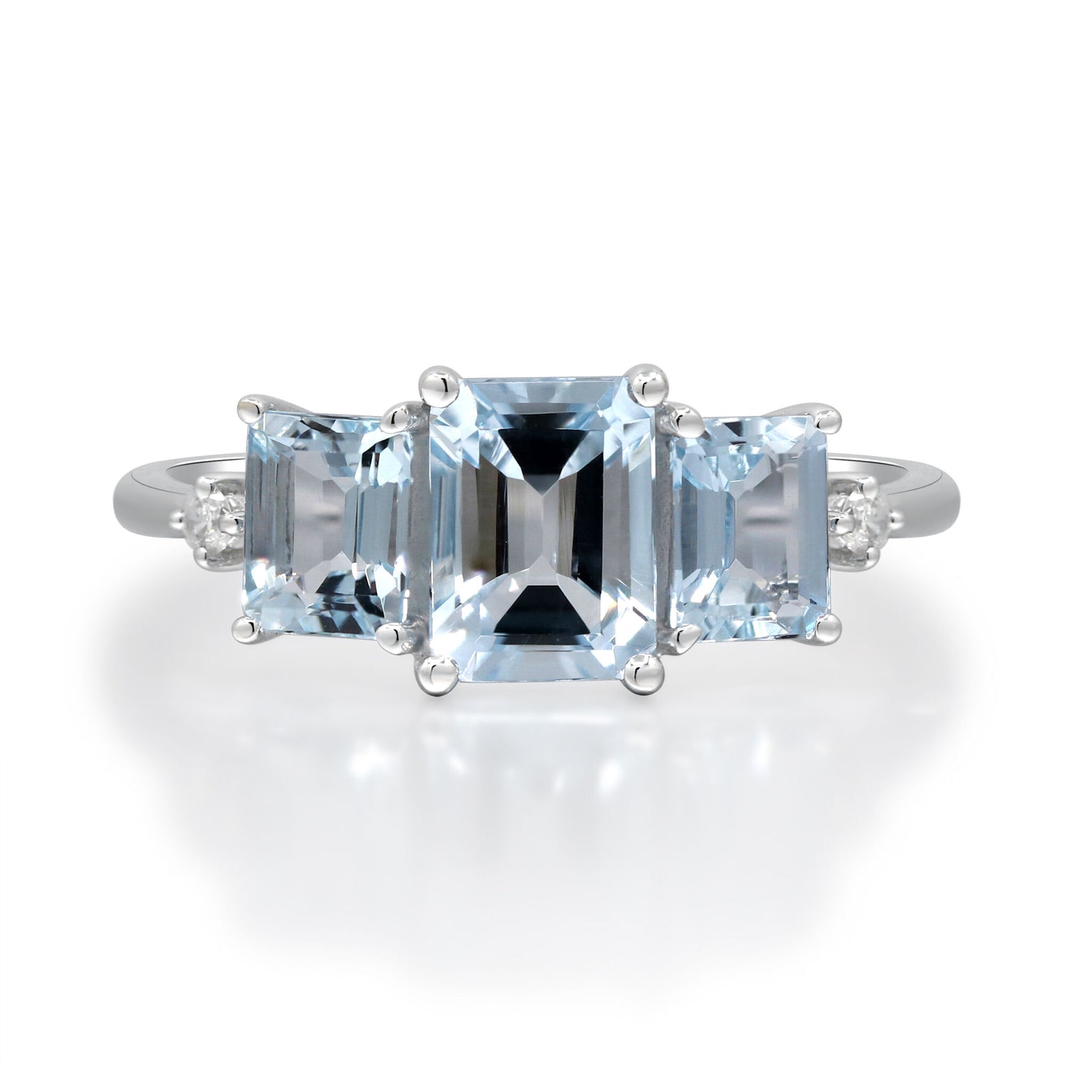 Aquamarine and Diamond Accent Ring in 10K White Gold