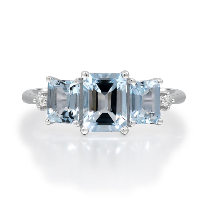 Aquamarine and Diamond Accent Ring in 10K White Gold