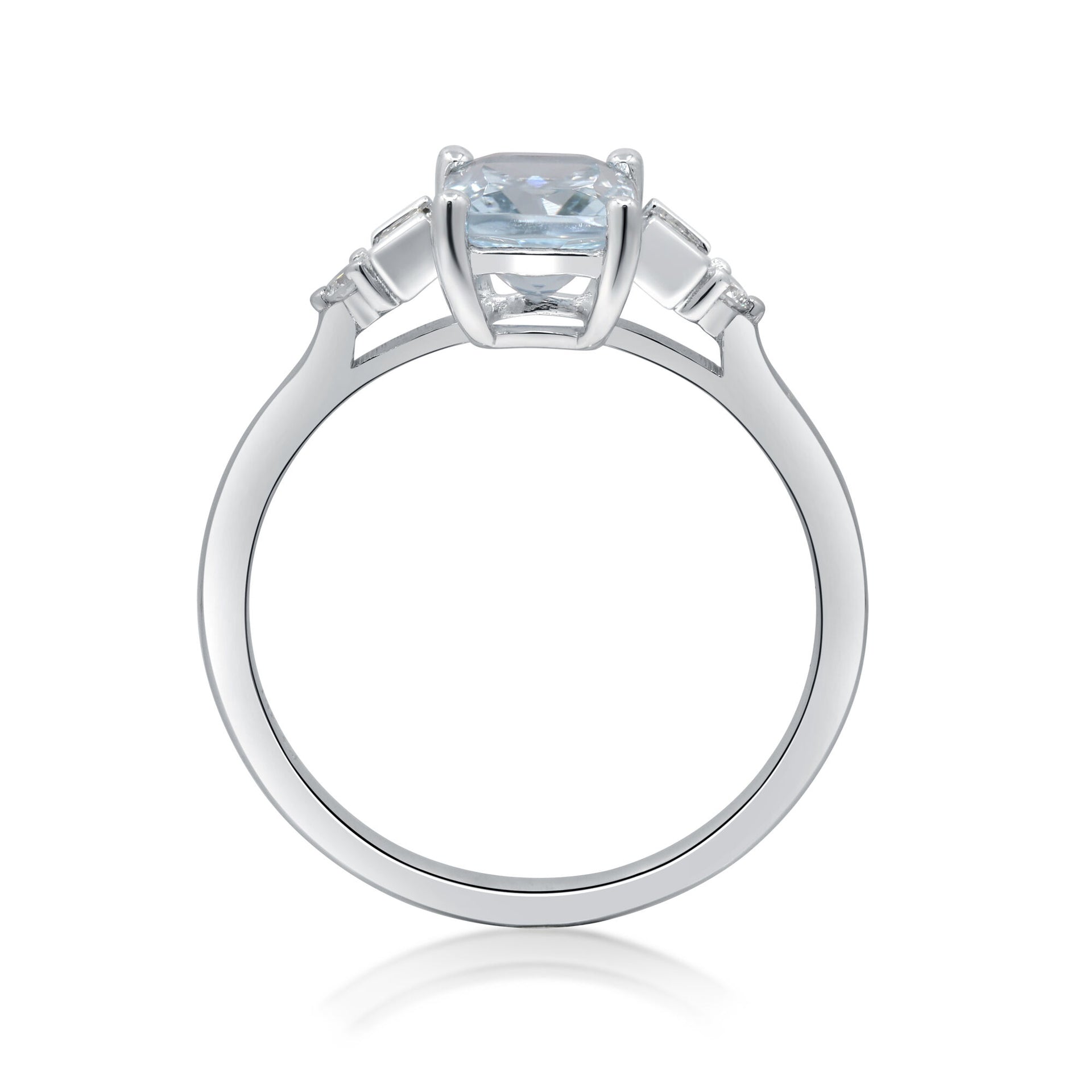 Aquamarine and Diamond Ring in 10K White Gold (1/7 ct. tw.)