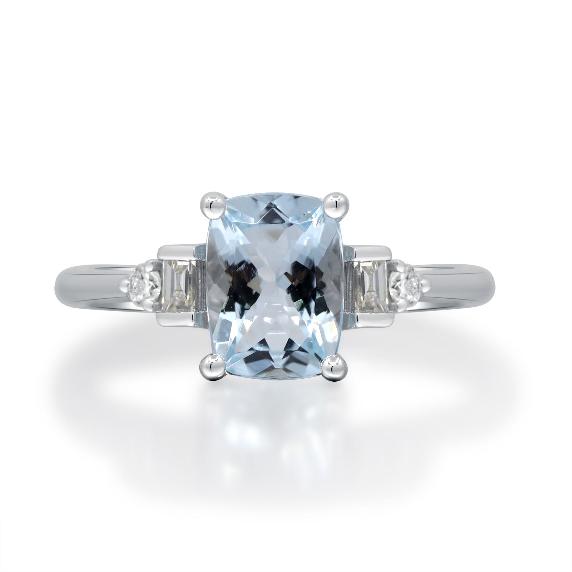 Aquamarine and Diamond Ring in 10K White Gold (1/7 ct. tw.)
