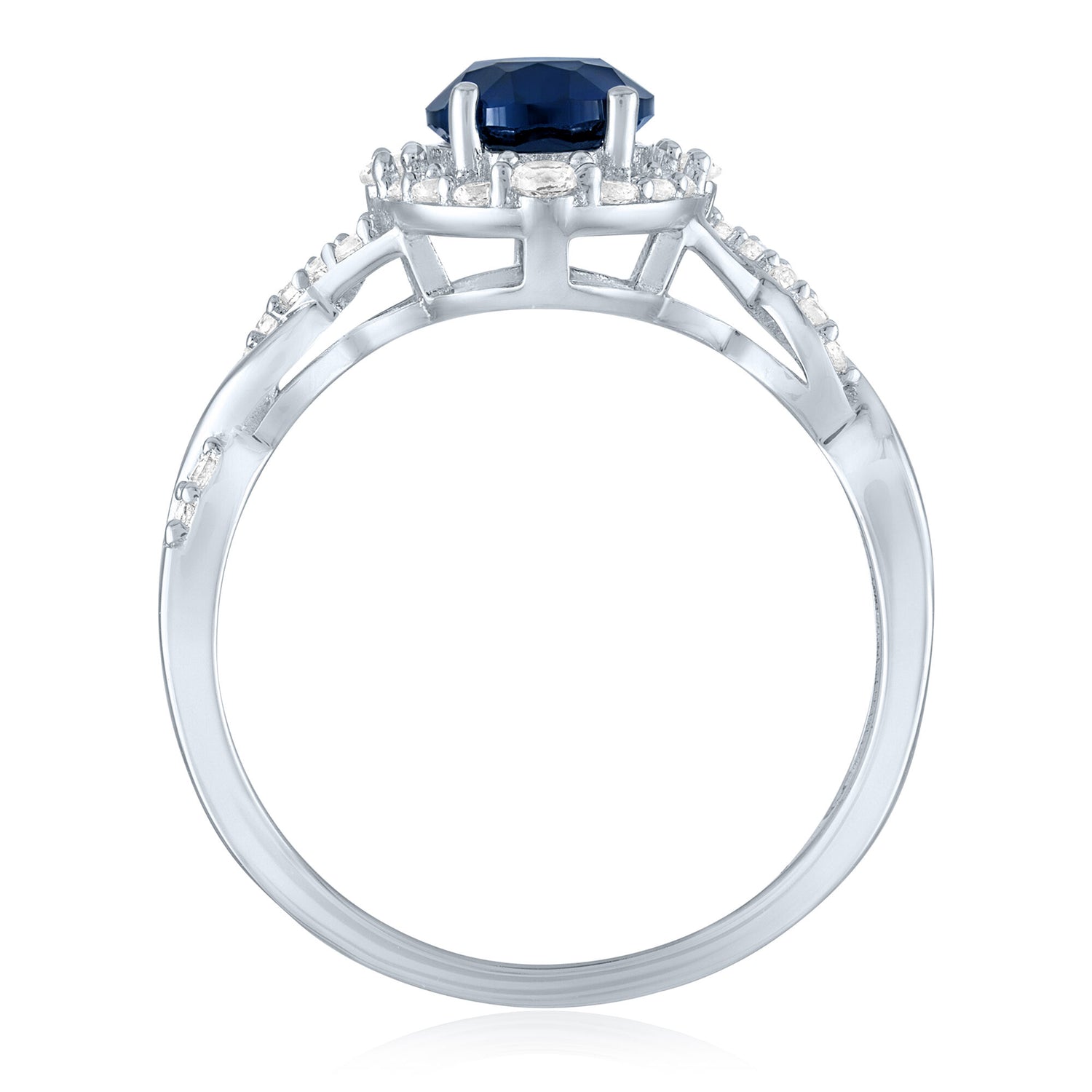 Lab-Created Blue & Sapphire and Lab-Created White Sapphire Ring in Sterling Silver