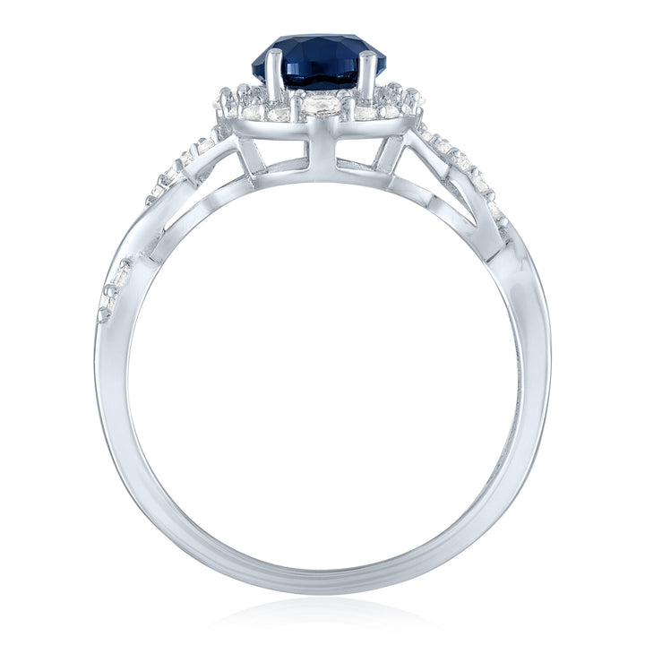 Lab-Created Blue & Sapphire and Lab-Created White Sapphire Ring in Sterling Silver