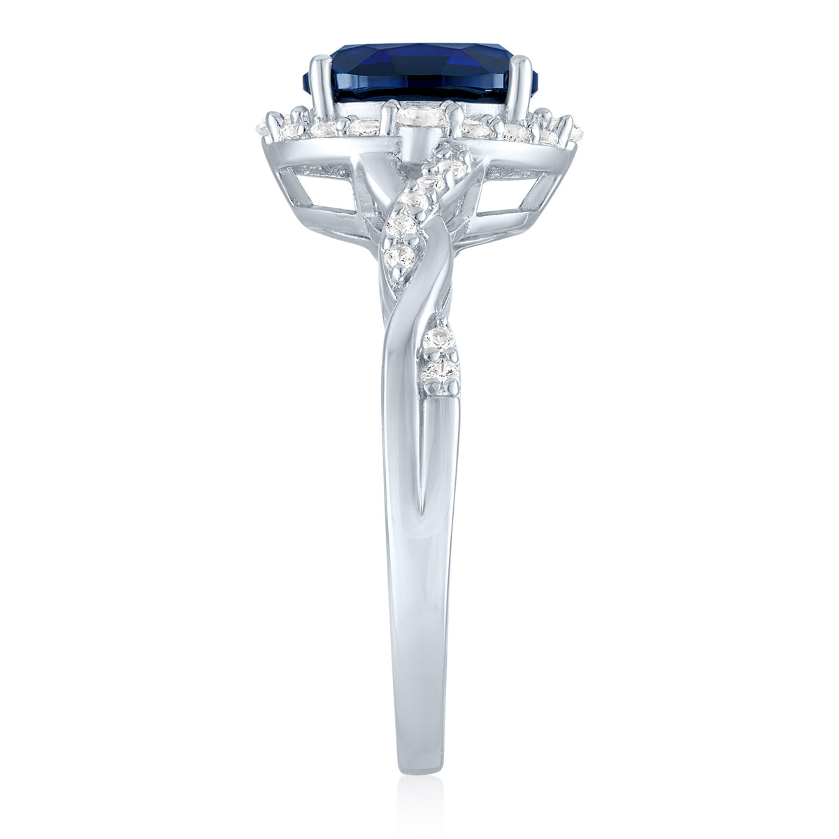 Lab-Created Blue & Sapphire and Lab-Created White Sapphire Ring in Sterling Silver