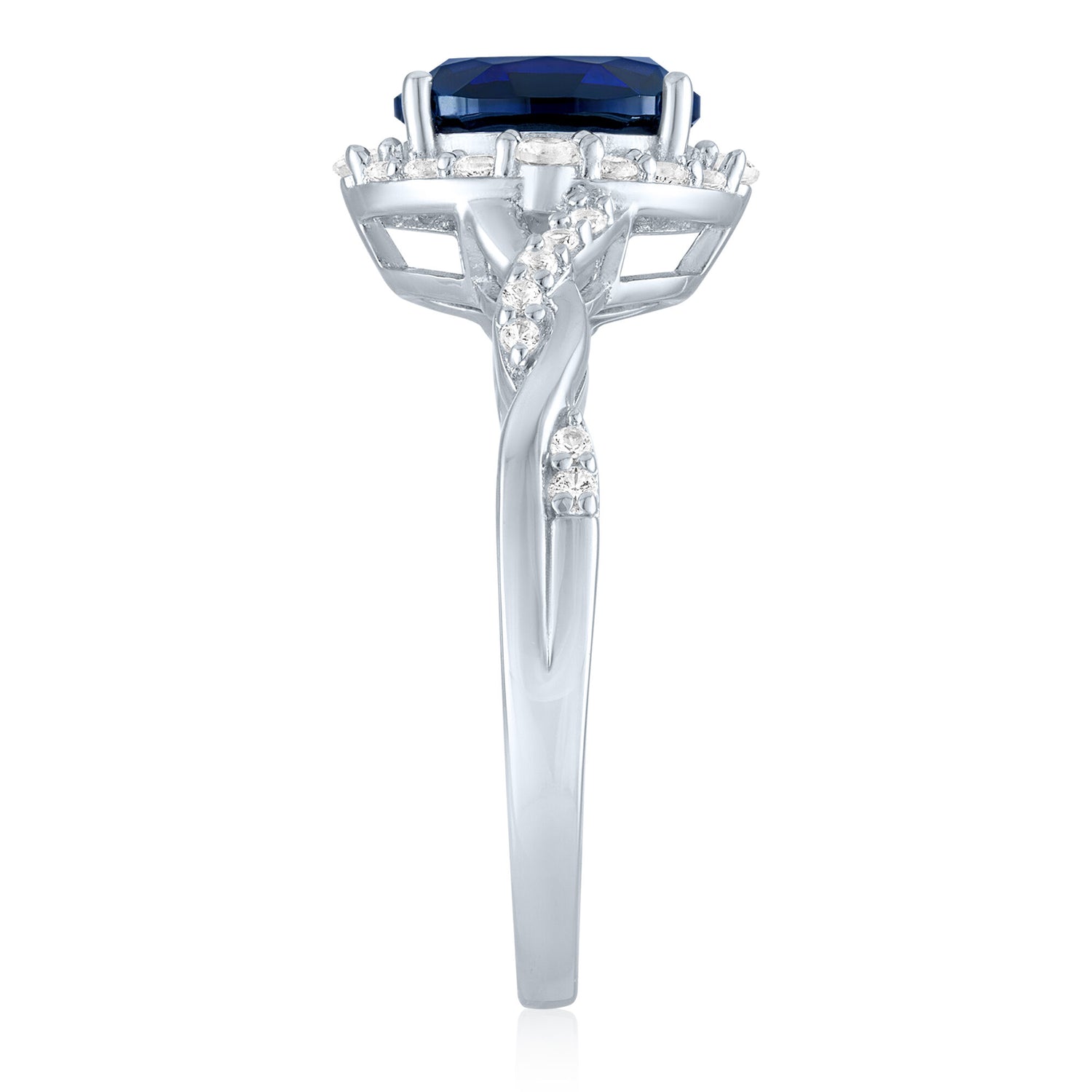 Lab-Created Blue & Sapphire and Lab-Created White Sapphire Ring in Sterling Silver