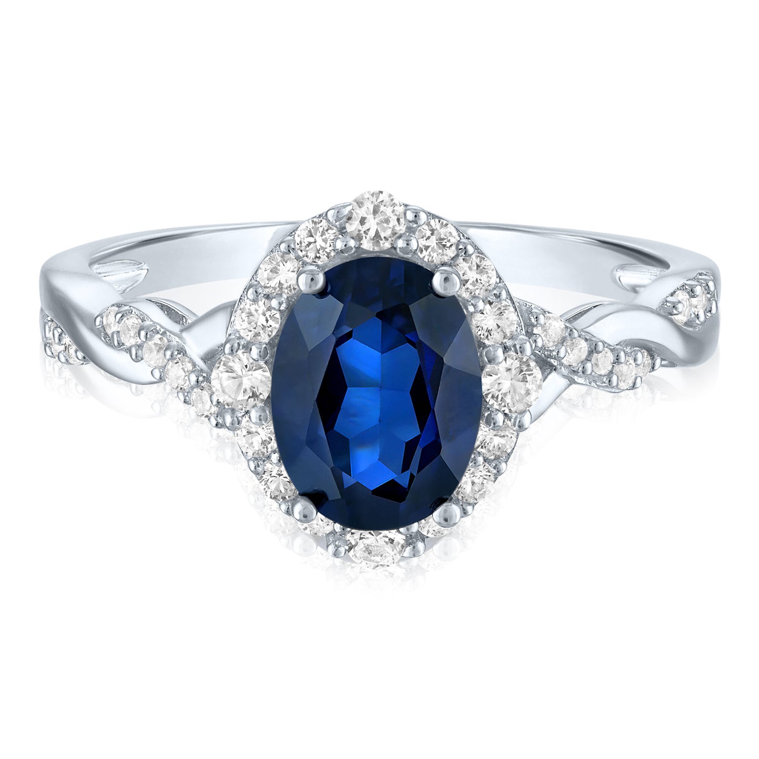 Lab-Created Blue & Sapphire and Lab-Created White Sapphire Ring in Sterling Silver