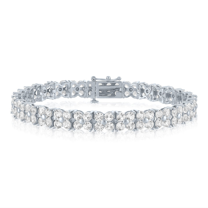 Lab-Created White Sapphire Double-Row Tennis Bracelet in Sterling Silver