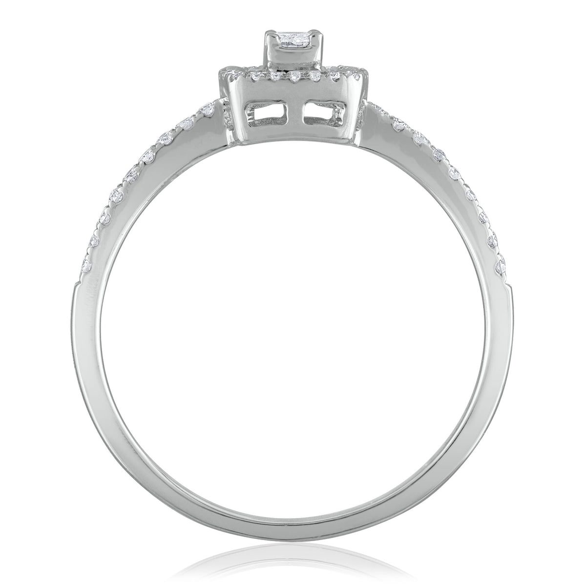 Round and Baguette Diamond Promise Ring in 14K White Gold (1/4 ct. tw.)