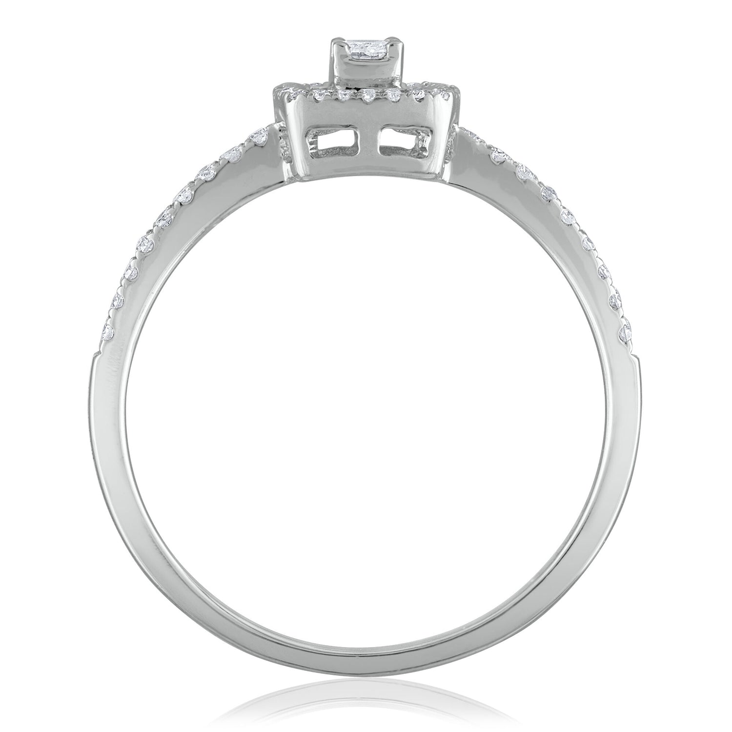 Round and Baguette Diamond Promise Ring in 14K White Gold (1/4 ct. tw.)