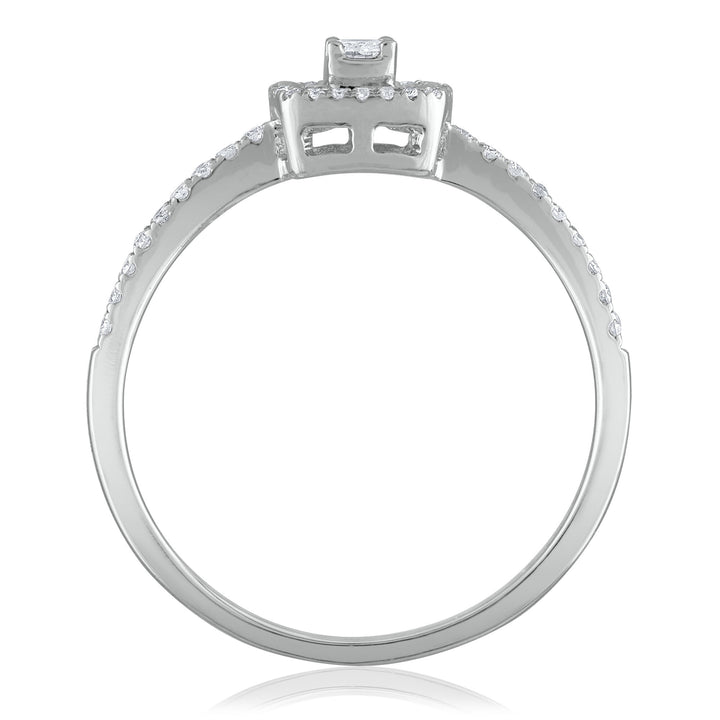 Round and Baguette Diamond Promise Ring in 14K White Gold (1/4 ct. tw.)