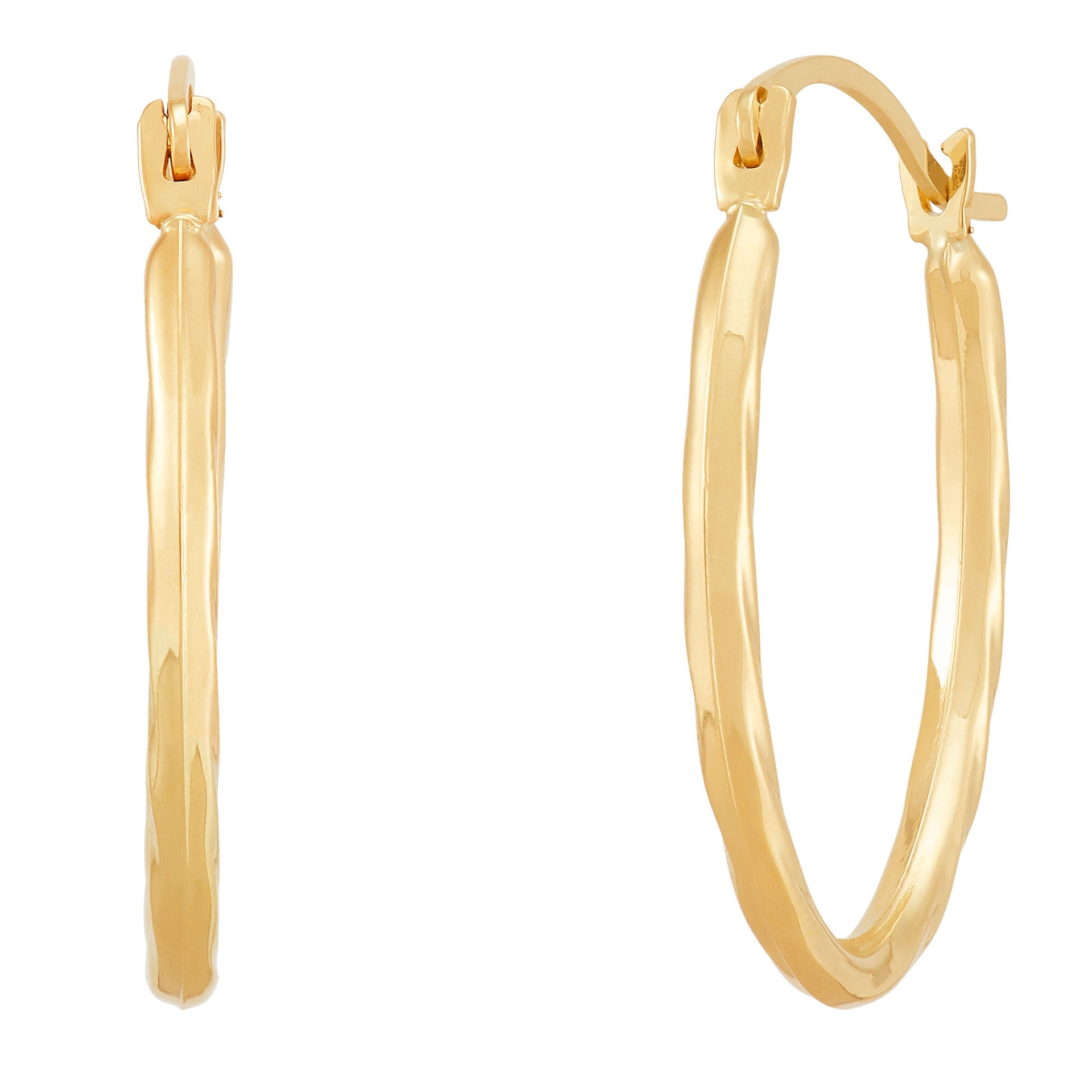 Oval Twist Hoop Earrings in 14K Yellow Gold, 20mm