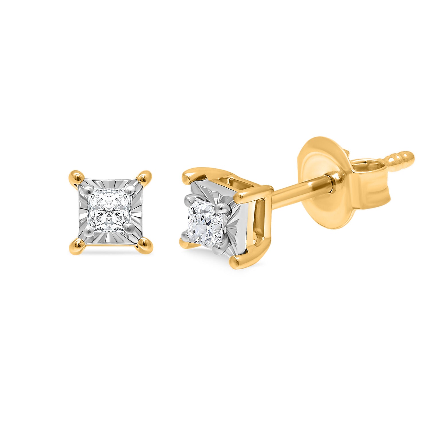 Princess-cut Diamond Solitaire Earring in 10K Yellow Gold (1/10 ct. tw.)