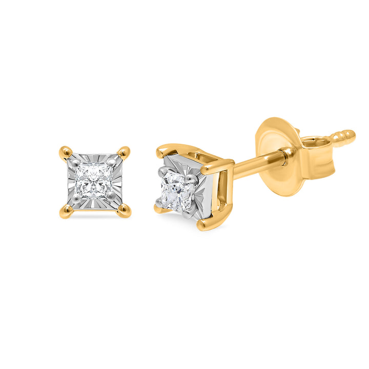 Princess-cut Diamond Solitaire Earring in 10K Yellow Gold (1/10 ct. tw.)