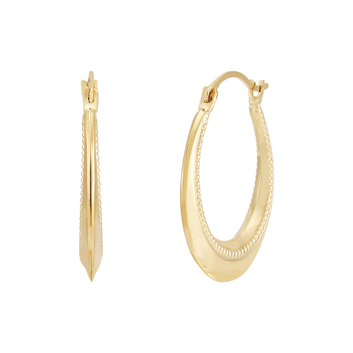 Hinged Hoop Earrings with Milgrain Details in 10K Yellow Gold, 18mm