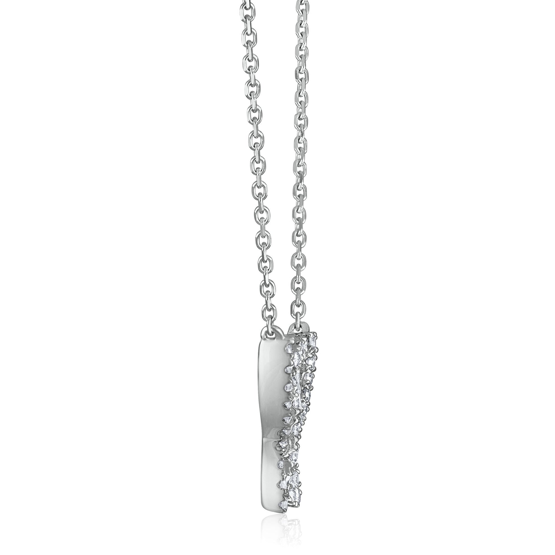 Baguette and Round Diamond Butterfly Pendant in 10K White Gold (1/2 ct. tw.)