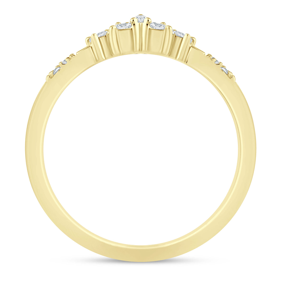 Marquise-Cut and Round Chevron Contour Band in 14K Yellow Gold (1/8 ct. tw.)