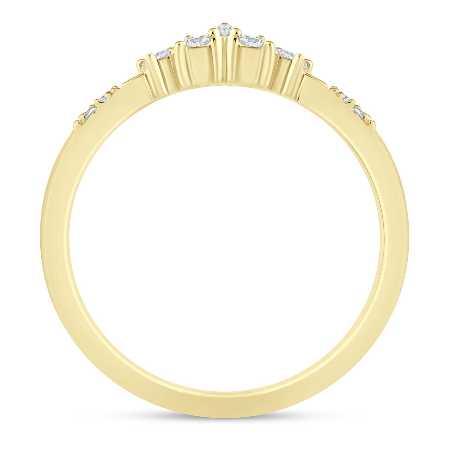 Marquise-Cut and Round Chevron Contour Band in 14K Yellow Gold (1/8 ct. tw.)