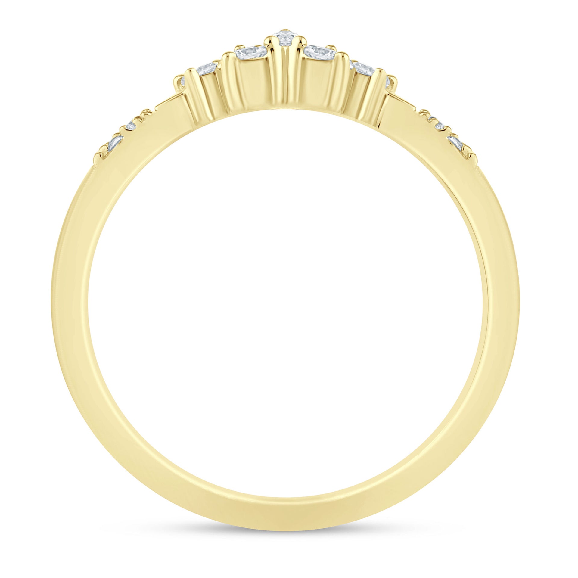 Marquise-Cut and Round Chevron Contour Band in 14K Yellow Gold (1/8 ct. tw.)