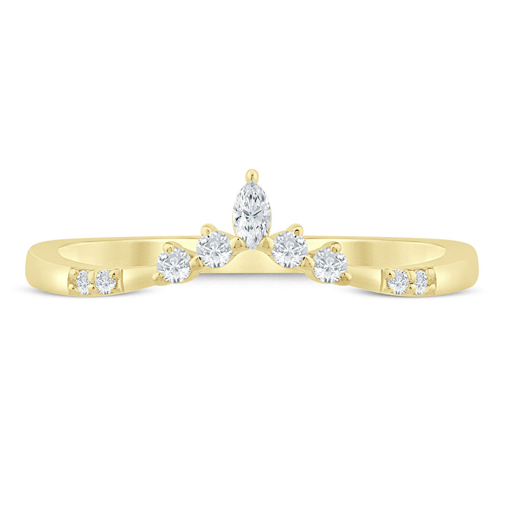 Marquise-Cut and Round Chevron Contour Band in 14K Yellow Gold (1/8 ct. tw.)
