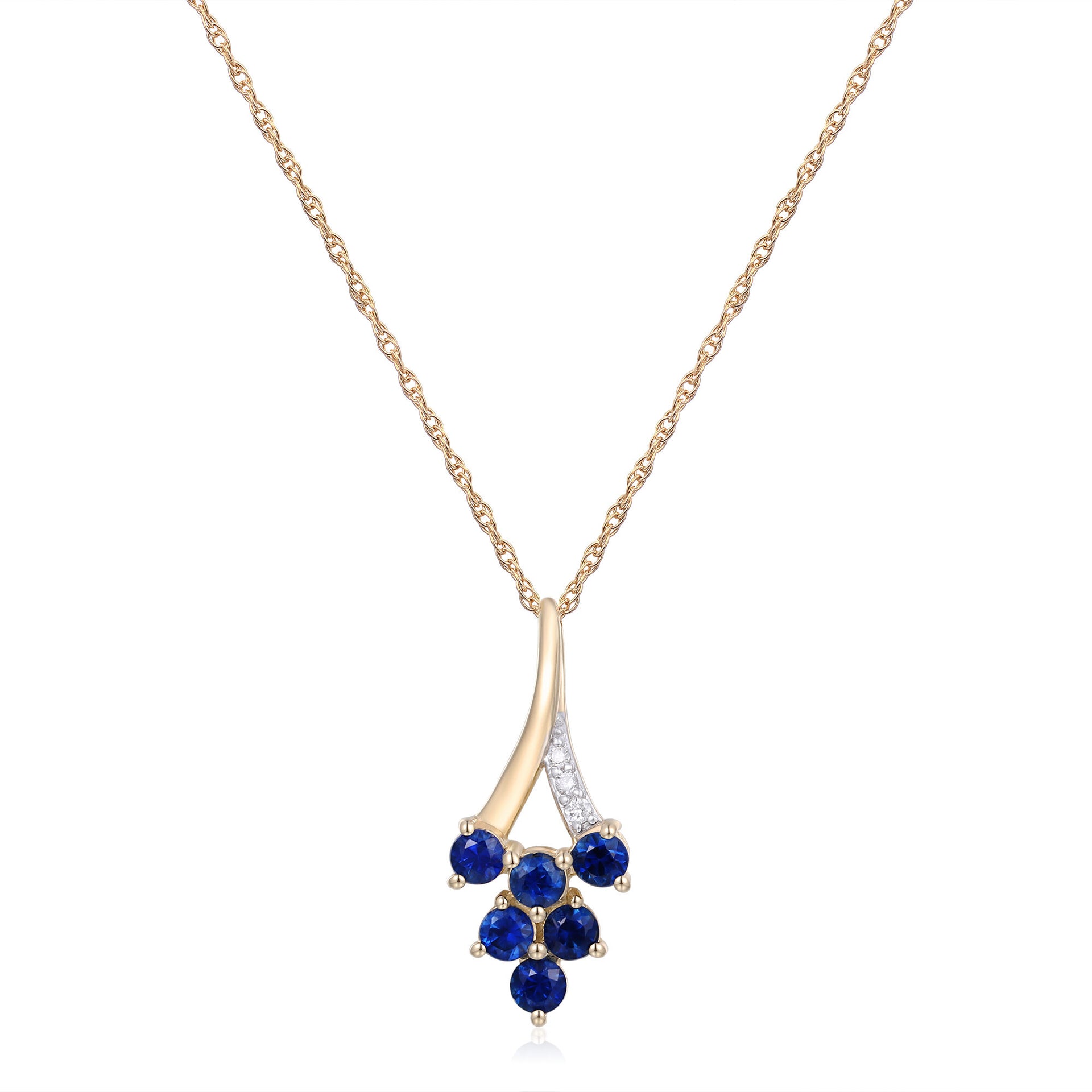 Blue Sapphire and Diamond Accent Pendant in 10K Yellow Gold