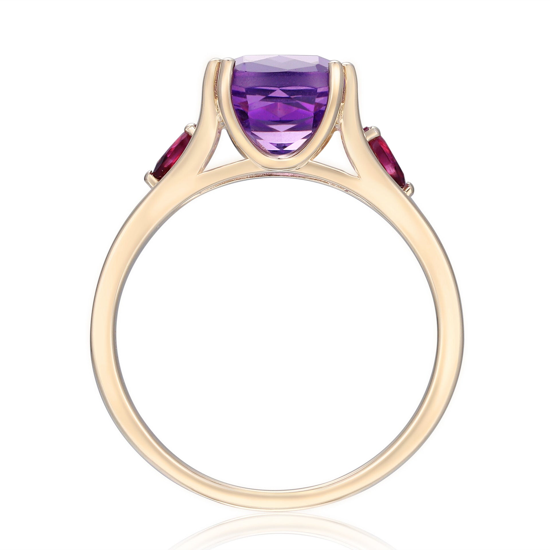 Cushion-Cut Amethyst and Rhodolite Ring in 10K Yellow Gold