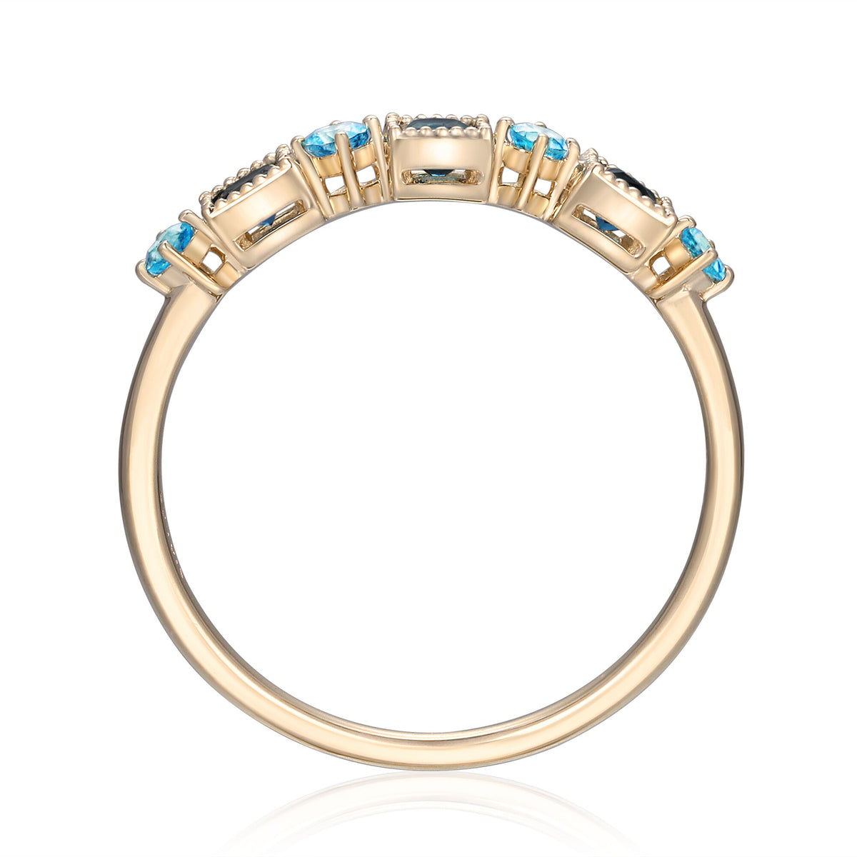 London Blue and Swiss Blue Topaz Band in 10K Yellow Gold