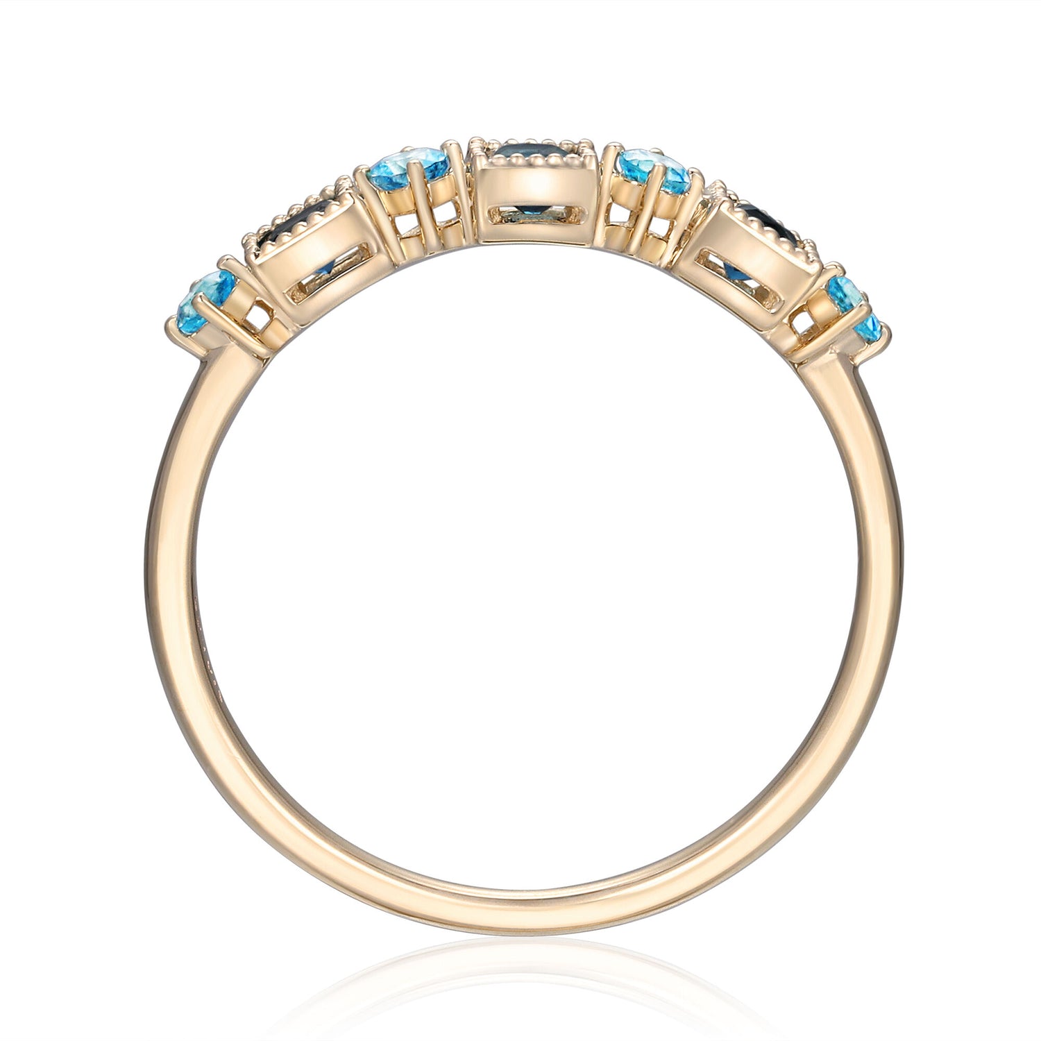 London Blue and Swiss Blue Topaz Band in 10K Yellow Gold