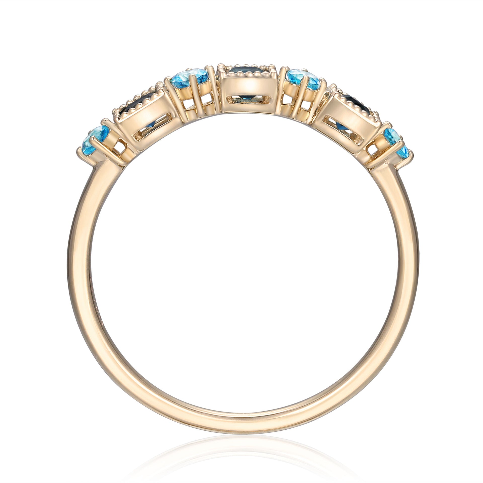 London Blue and Swiss Blue Topaz Band in 10K Yellow Gold