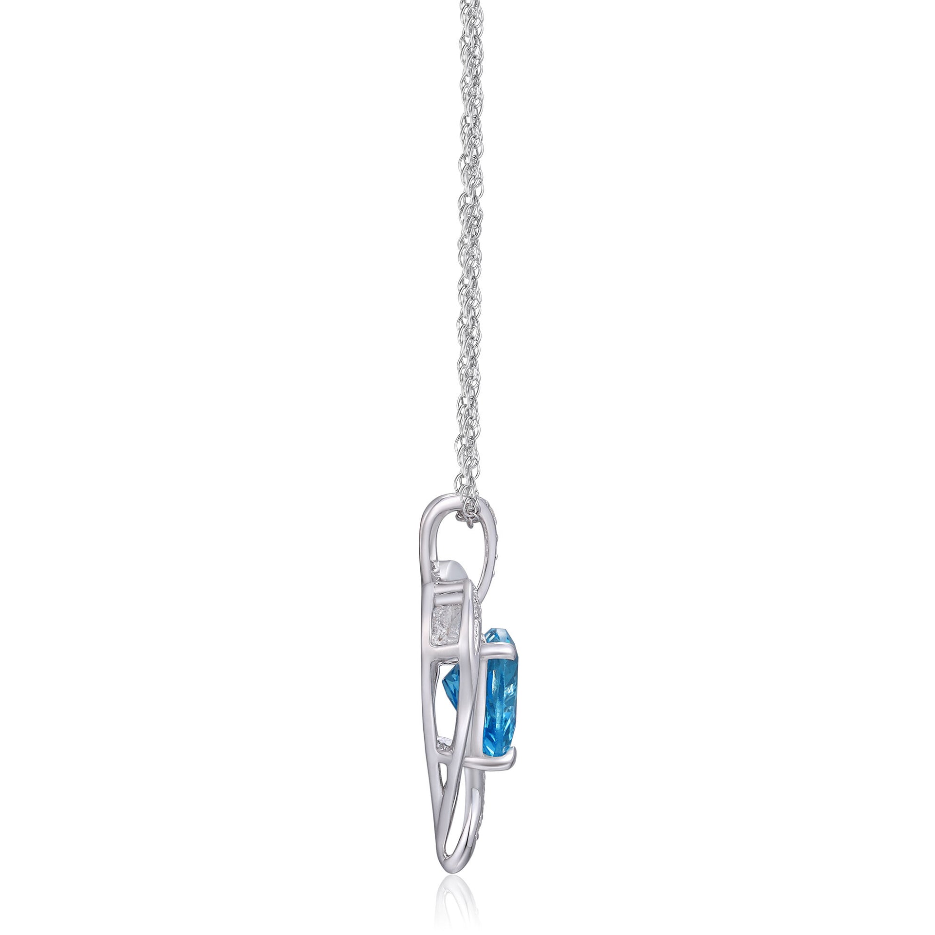 Blue Topaz & Lab-Created White Sapphire Heart Pendant in Sterling Silver