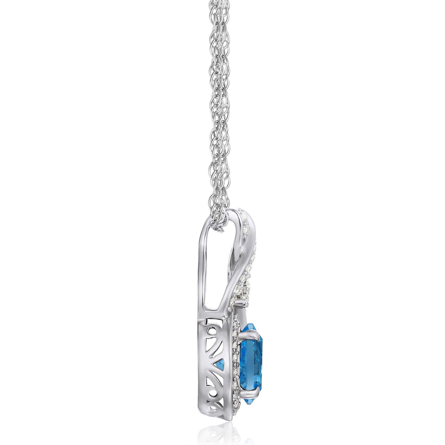 Blue Topaz and Lab-Created White Sapphire Pendant in Sterling Silver