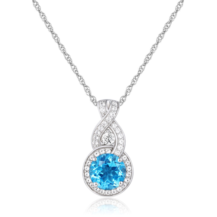 Blue Topaz and Lab-Created White Sapphire Pendant in Sterling Silver