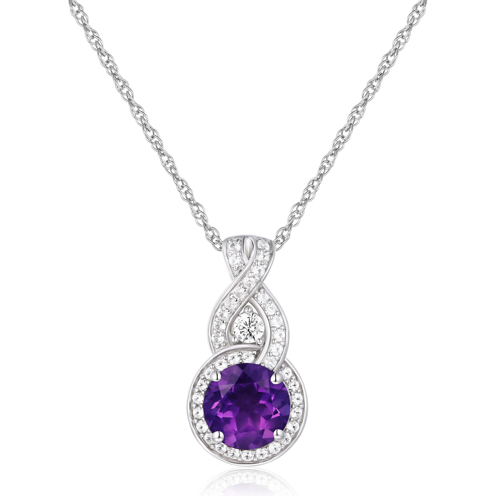 Amethyst and Lab-Created White Sapphire Pendant in Sterling Silver