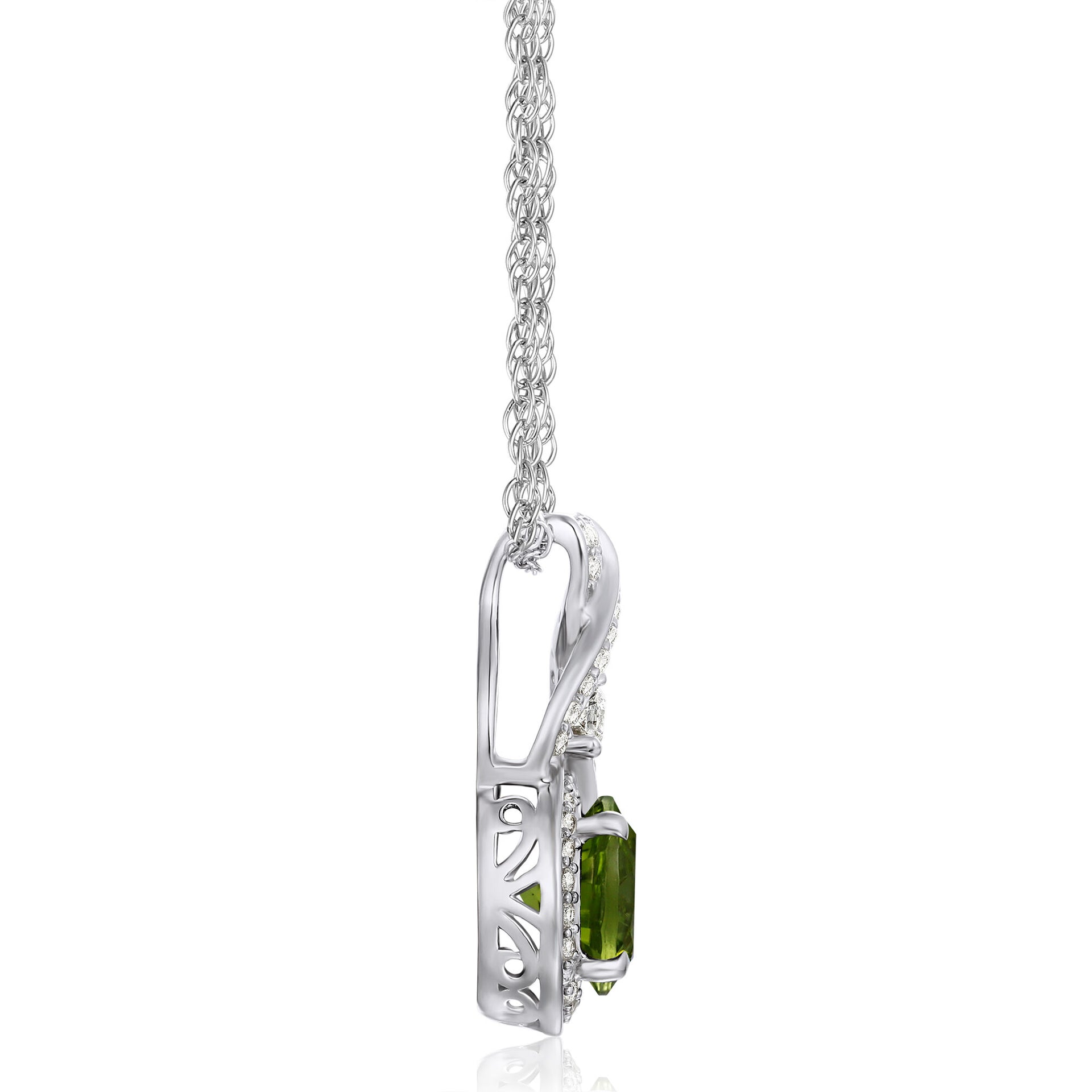 Peridot and Lab-Created White Sapphire Pendant in Sterling Silver