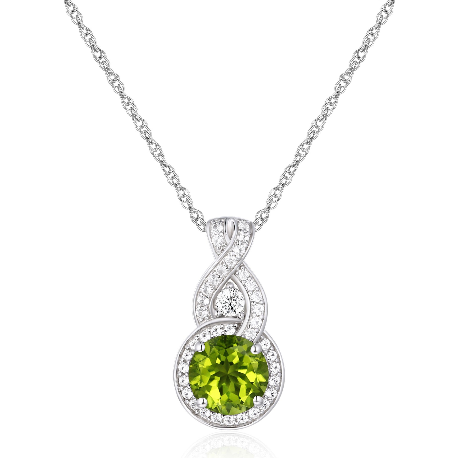 Peridot and Lab-Created White Sapphire Pendant in Sterling Silver
