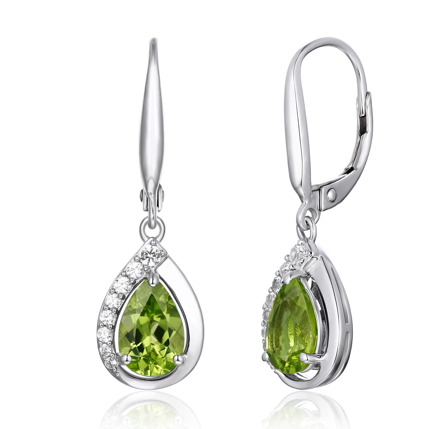 Peridot & Lab-Created White Sapphire Drop Earrings in Sterling Silver
