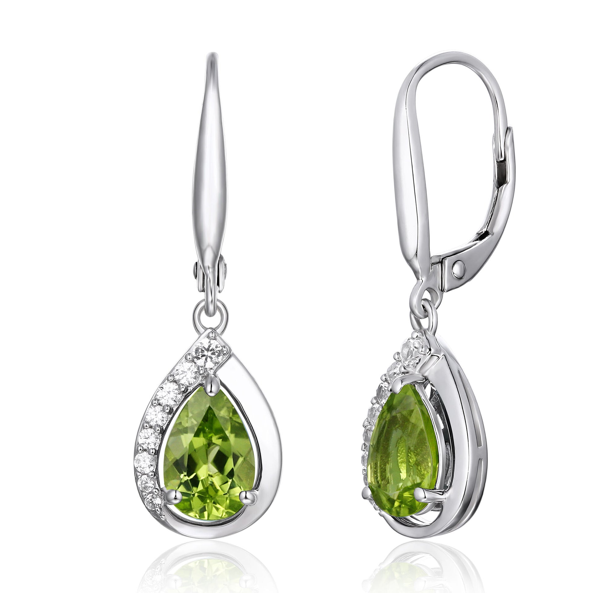 Peridot & Lab-Created White Sapphire Drop Earrings in Sterling Silver