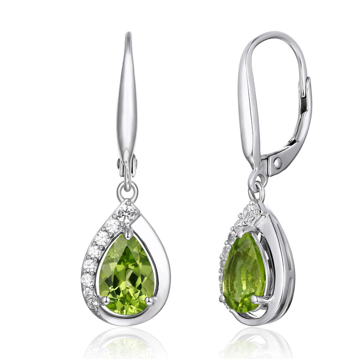 Peridot & Lab-Created White Sapphire Drop Earrings in Sterling Silver