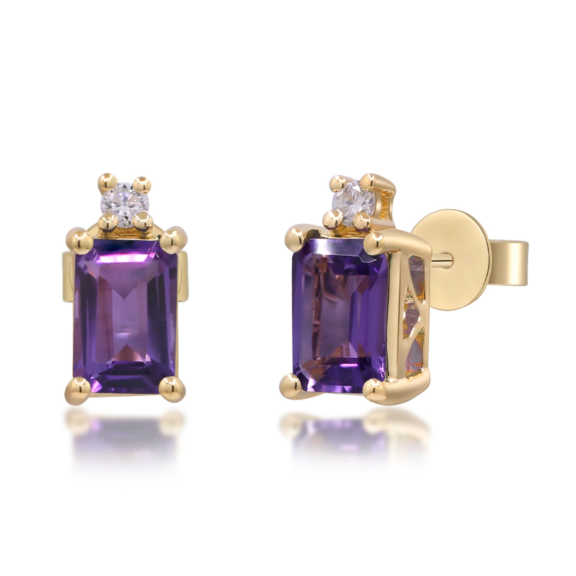 Amethyst and Diamond Accent Earrings in 14K Yellow Gold