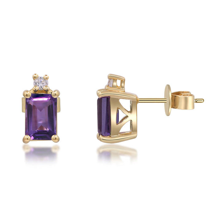 Amethyst and Diamond Accent Earrings in 14K Yellow Gold