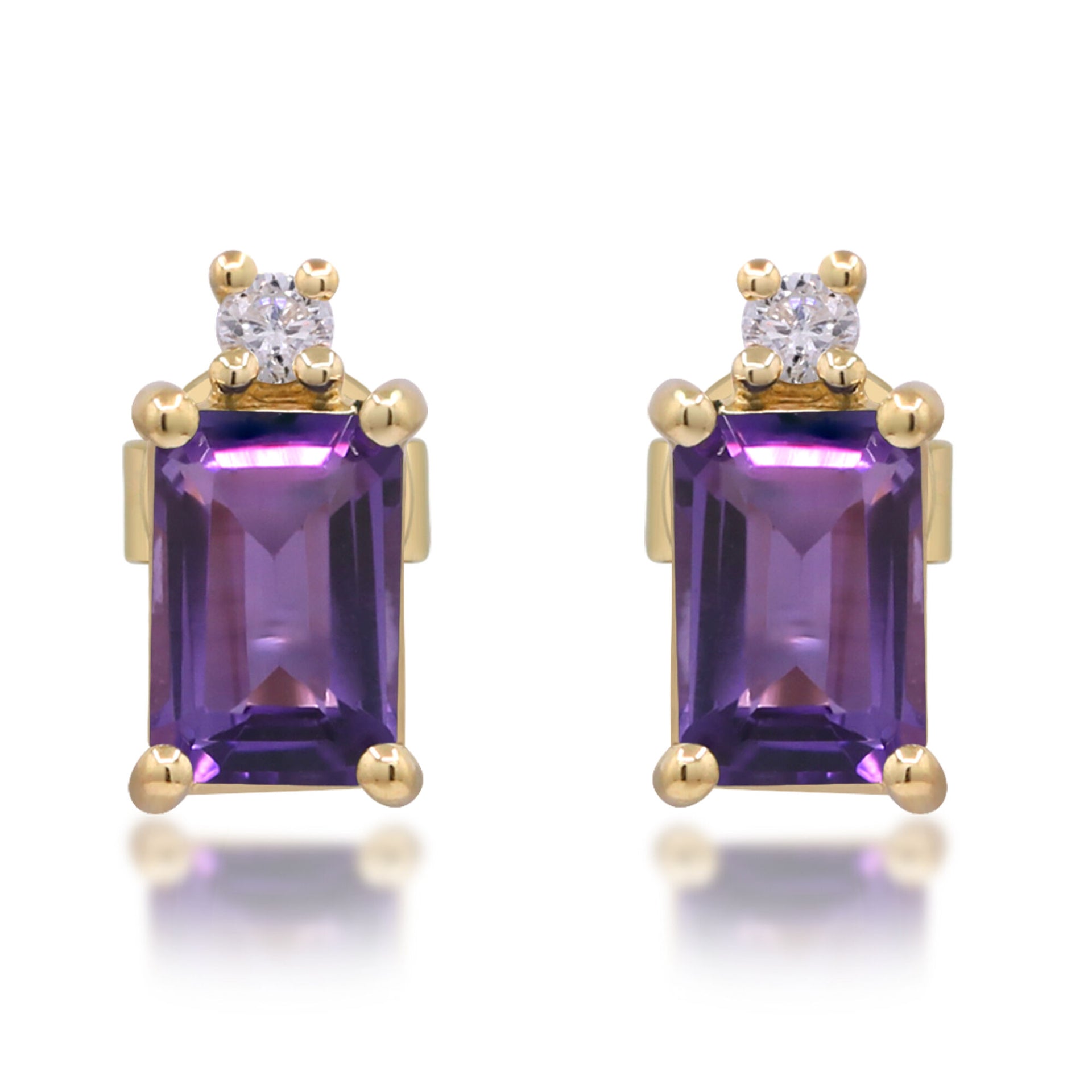 Amethyst and Diamond Accent Earrings in 14K Yellow Gold
