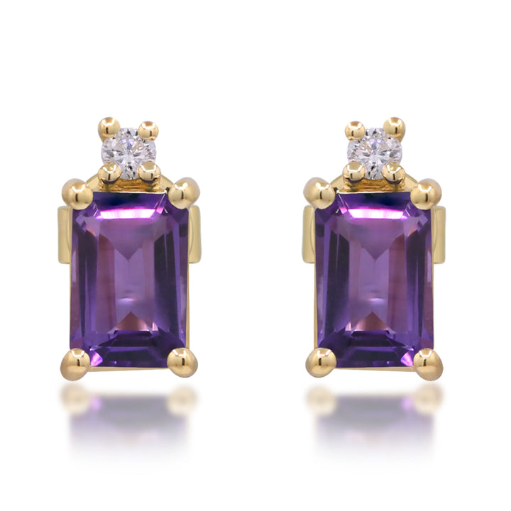 Amethyst and Diamond Accent Earrings in 14K Yellow Gold