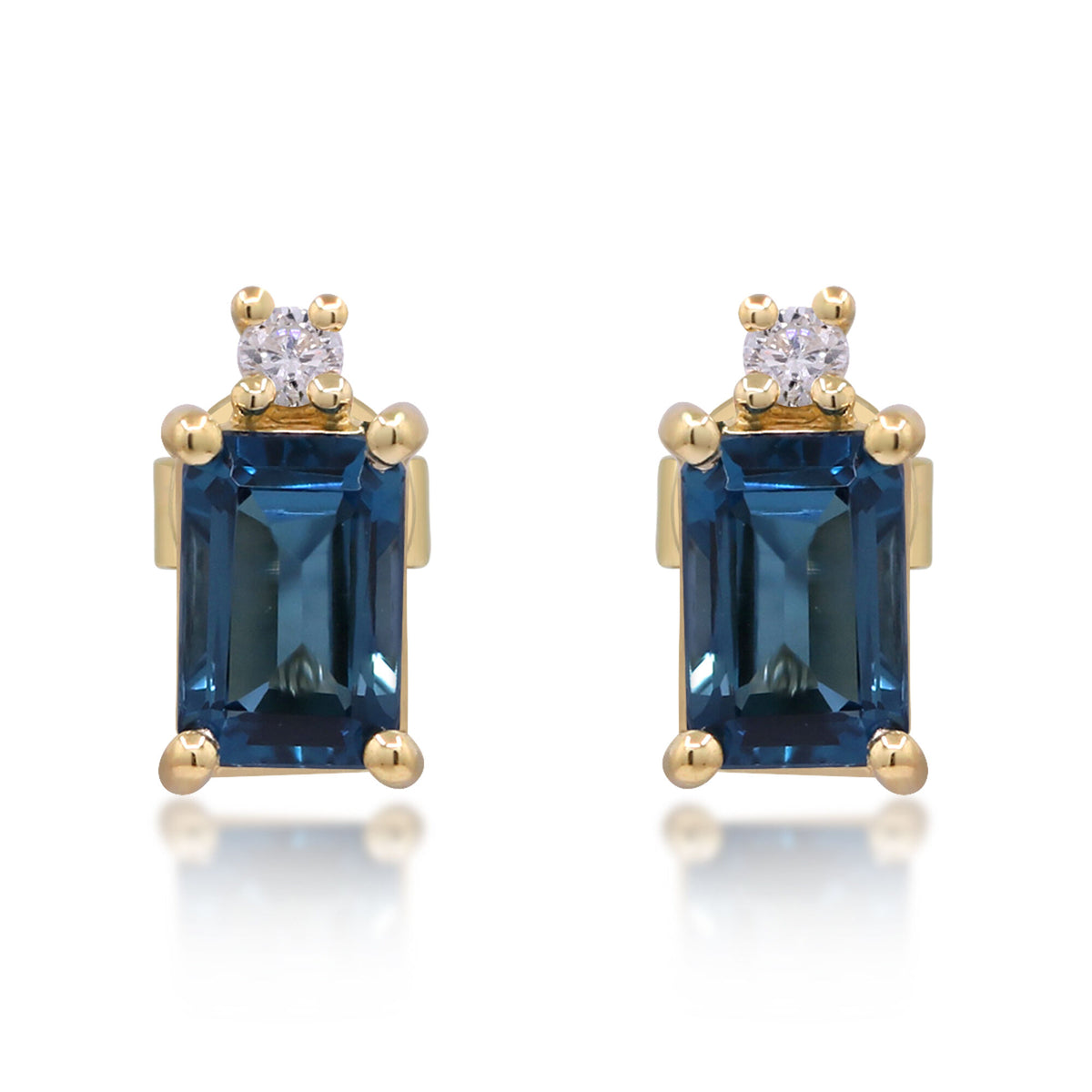 London Blue Topaz and Diamond Accent Earrings in 10K Yellow Gold