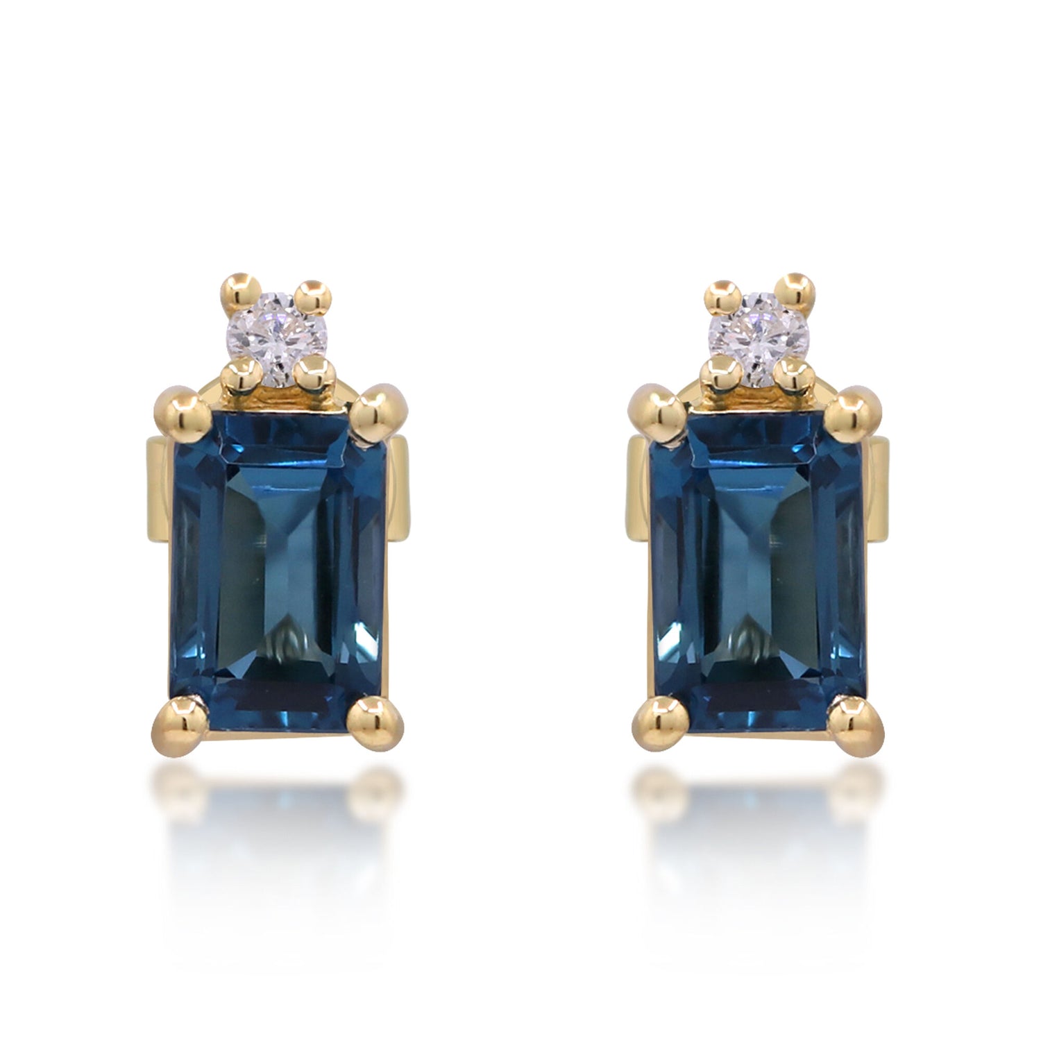 London Blue Topaz and Diamond Accent Earrings in 10K Yellow Gold