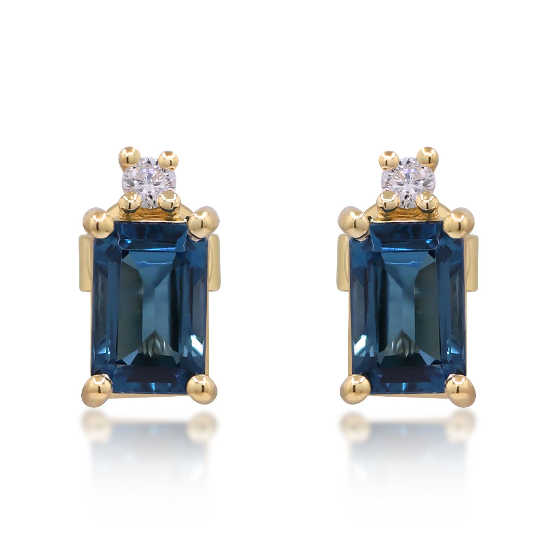 London Blue Topaz and Diamond Accent Earrings in 10K Yellow Gold