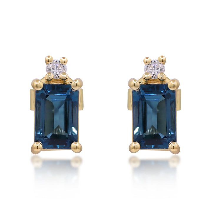 London Blue Topaz and Diamond Accent Earrings in 10K Yellow Gold