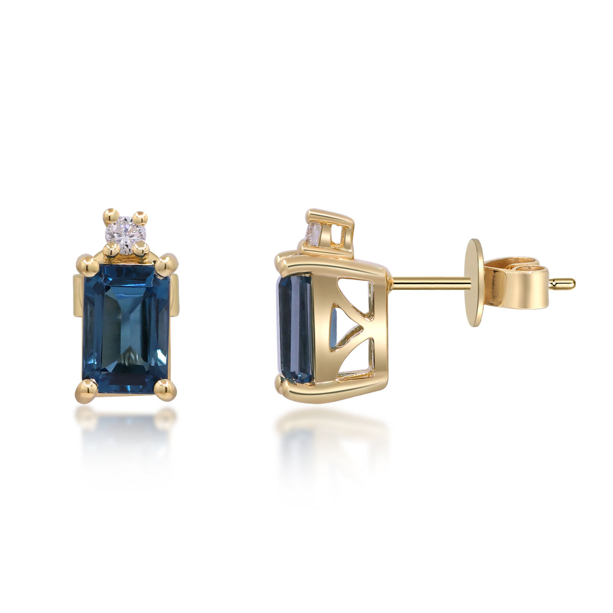 London Blue Topaz and Diamond Accent Earrings in 10K Yellow Gold