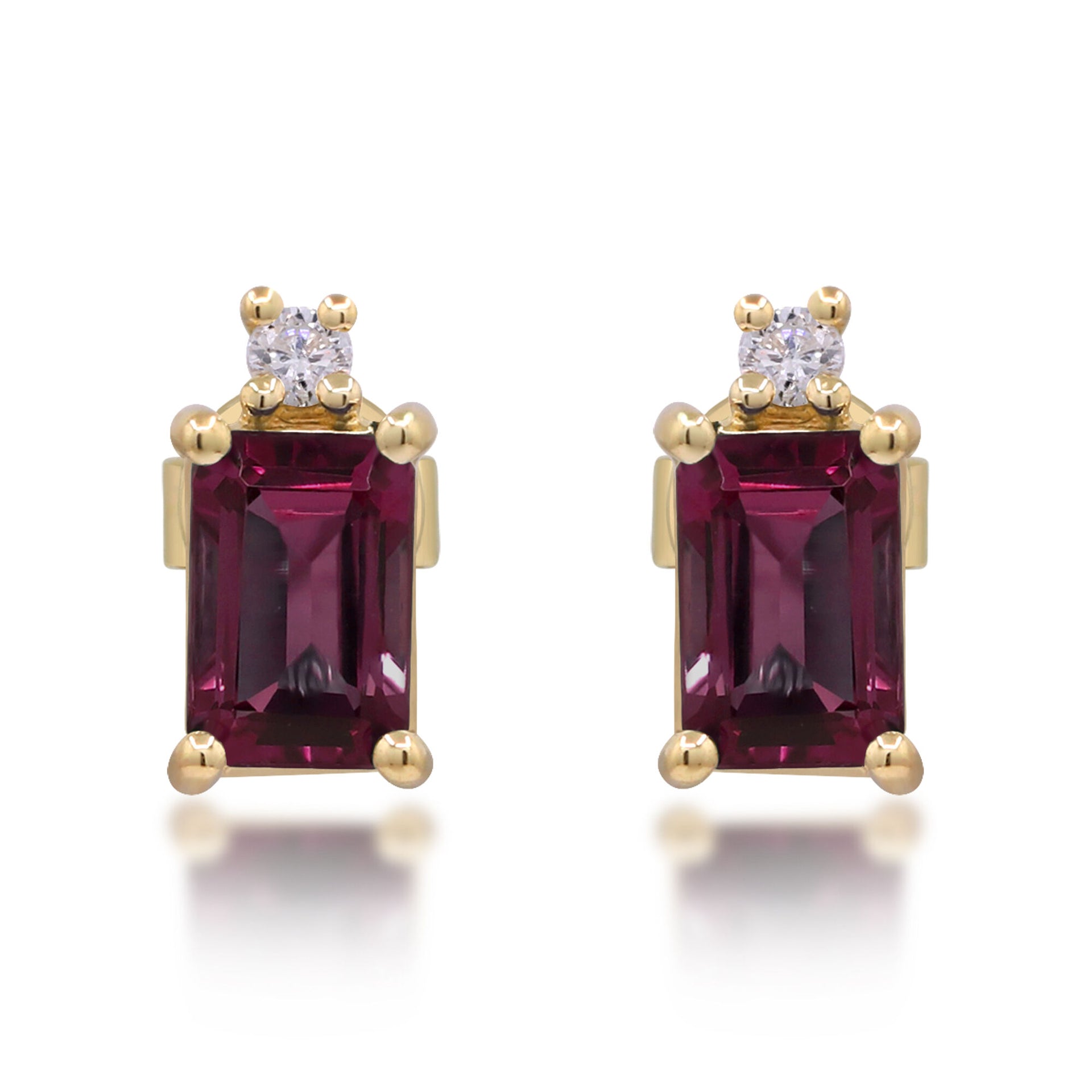 Garnet and Diamond Accent Earrings in 10K Yellow Gold